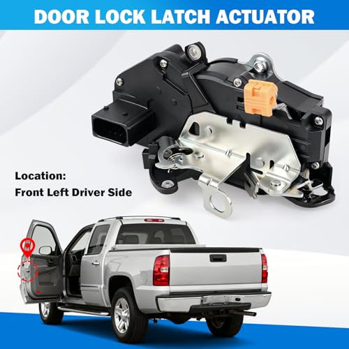 Image of Door Lock Actuator Compatible with 2007-2009 Chevy Silverado Tahoe Suburban Avalanche GMC Sierra Yukon Cadillac Escalade, Front Left Driver Side, Replaces 931-303 25876382 25876385 25876386 25863021