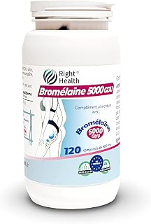 BROMÉLAÏNE 5000 GDU. 120 Comprimés Haute Dose Avec Bromélaïne Pure. Supplément Bromélaïne Extrait Ananas. Draineur Puissant. Drainant Minceur Diurétique Naturel rétention d’eau, anticellulite digestif