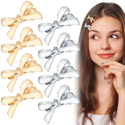 Pinzas para cabello moño 8 piezas dorado y plateado miniatura 1
