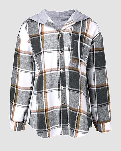 CHICME Womens Lightweight Casual Jacket Plaid Long Sleeve Shacket Fleece Lined Hooded Jackets Warm Coat OEKO-TEX STANDARD 100 - Image 7