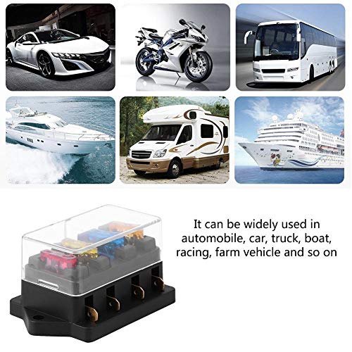 Image of 4 Way Blade Fuse Block 12-24V with 5A 10A 15A 20A Cover for Automotive