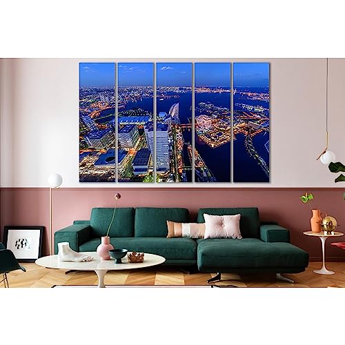 Rascacielos japoneses Yokohama en cuadro de lienzo de 150 x 100 cm