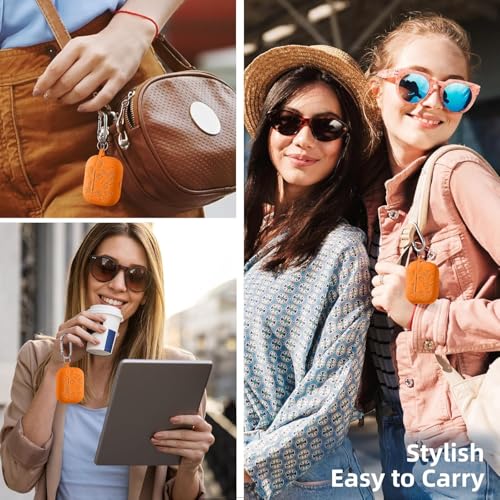 Image of Meyaar Silicone Case for AirPods 4 Floral Embossed, Flower Engraved Soft Silicone Cover with Keychain, Anti-Scratch, Shockproof Protective Case Cover (Orange, for AirPods 4 (2024)
