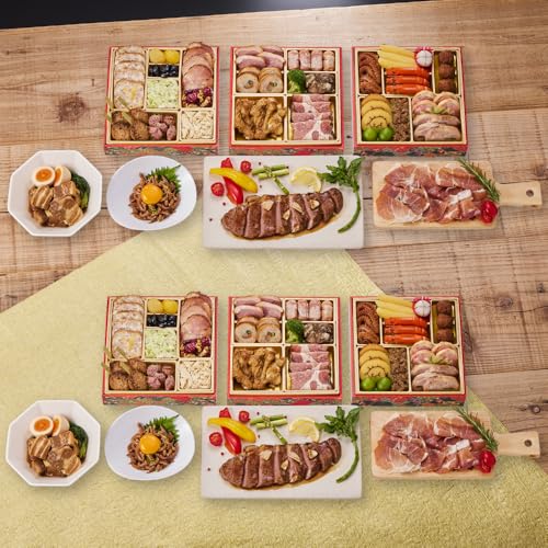 (12月30日着) 【2個セット】 板前魂の肉三昧おせち 板前魂 肉おせち 和洋風 ローストビーフステーキ 豚角煮 ユッケ風ローストビーフ 生ハム付 3人前 30品目