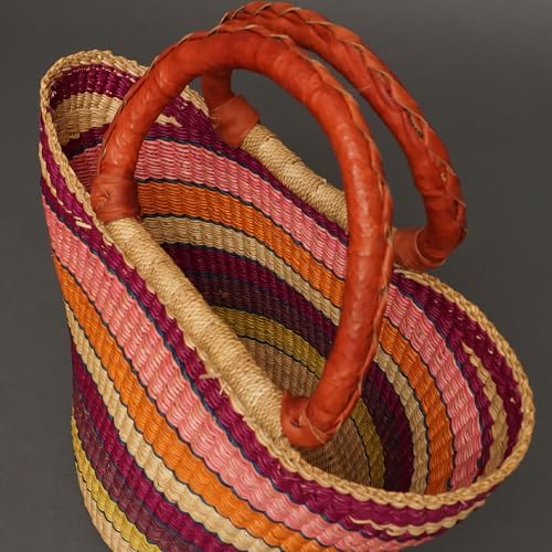 アフリカ ブルキナファソ 猫耳 バスケット Mサイズ No.18 アフリカン かご 小物入れ マルシェバスケット