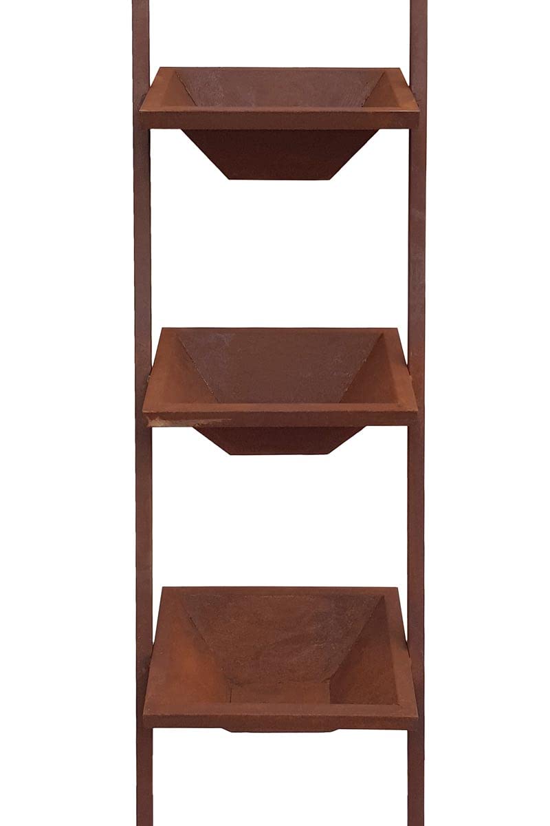 KUHEIGA Pflanzleiter Metall, H: 148cm Edel-Rost Regal Blumentopf Dekoleiter Vintage