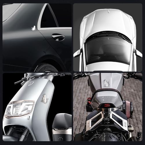 Image of Juren 3D Metal Car Sticker - Metal Cat Adhesive Badge Emblem for Universal Cars, Moto Bikes & Decoration (Silver)
