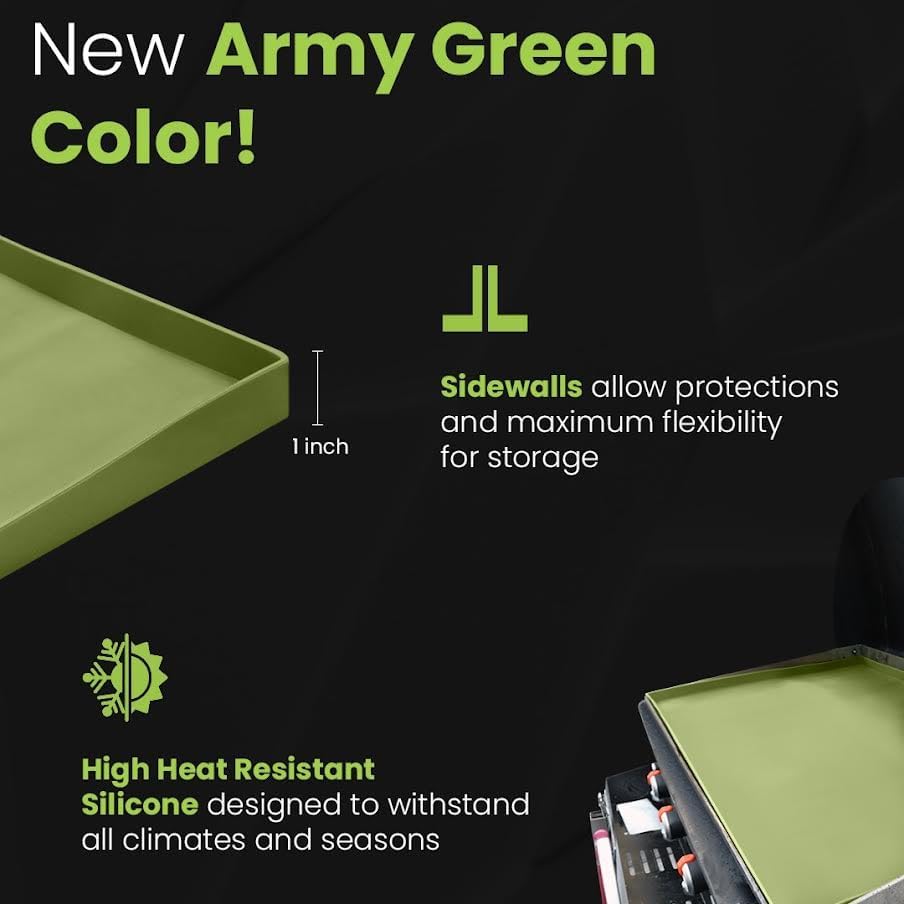 Miniatura 2 de Tapete de silicona resistente de 36 grados verde militar, cubierta protectora de plancha para accesorios de parrilla Blackstone y parrilla al aire