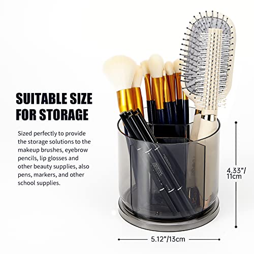 Makeup Brush Holder Organizer -Rotating 360° Clear Storage Cup Containers for Vanity Desk, Countertop - Image 2