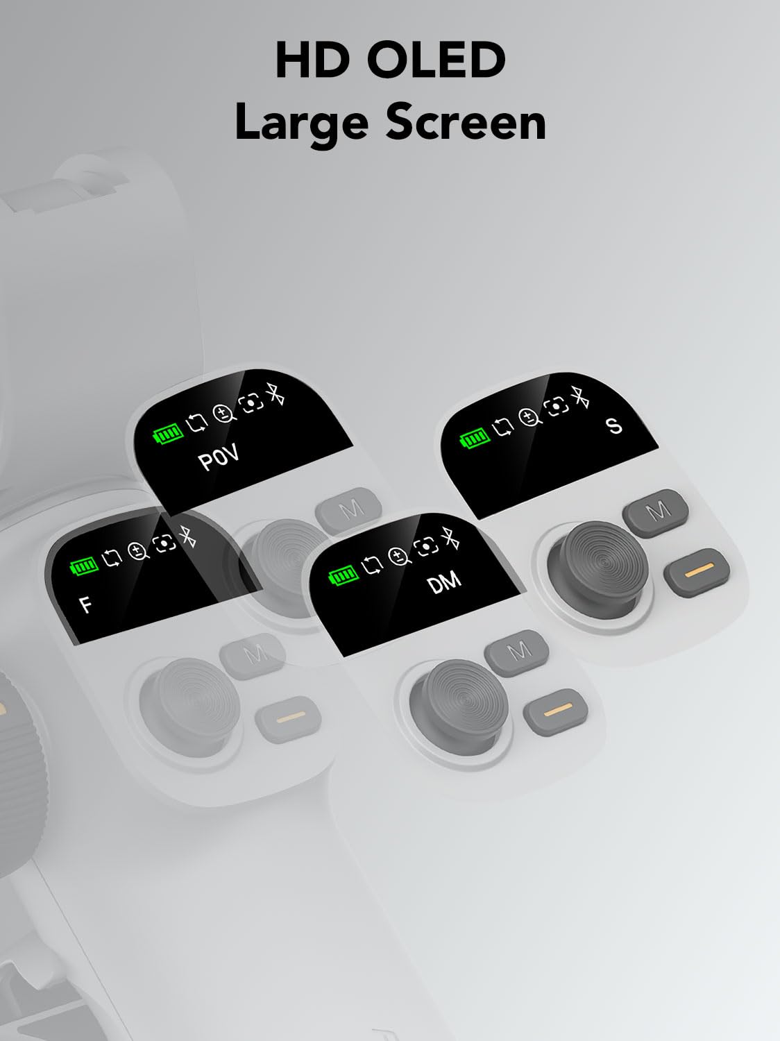 Smartphone Stabilisateur de cardan, Perche d'extension, Suivi du Visage Objets sans Application, cardan pour iPhone et Android, écran OLED, contrôle gestuel stabilisateur, AOCHUAN Smart X2AI Blanc