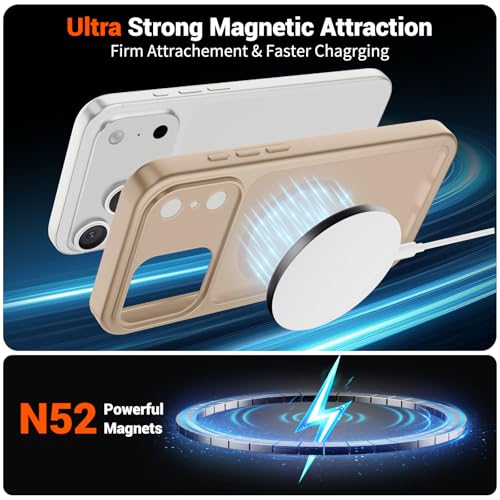 Image of SUPFINE Magnetic for iPhone 17 Pro Max Case Desert Gold | (Compatible with MagSafe)(Military Grade Drop Protection)(Camera Protection)Translucent Matte Phone Cover