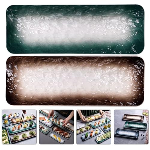 Set 2 platos cerámica sushi 10 pulg rectangular miniatura 7