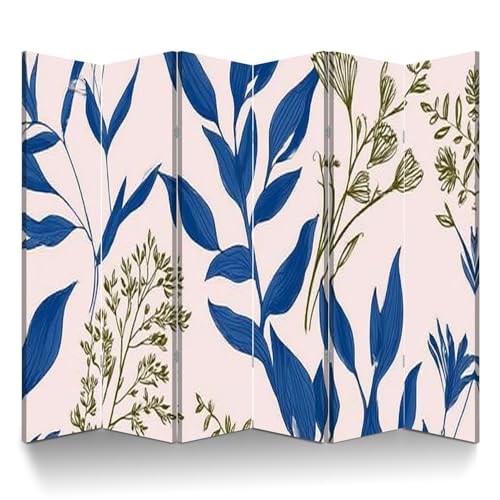 6 Panels Room Divider Screen Hand Drawn Minimalist Silhouette Flower