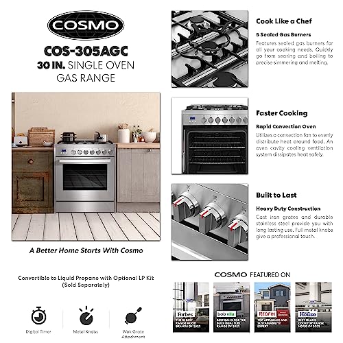 Cosmo COS-305AGC 30 Inch 5.0 Cu. Ft. Freestanding Single Oven Gas Range thumb #2