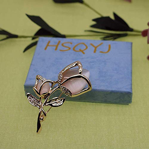 Image of Created Crystal Brooch Crystal Rhinestone Rose Flower Fashion Pin Gift Women Girls Rose Gold