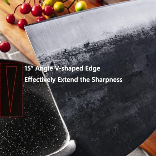 Freelander Serbian Chef Knife, Heavy Duty Handmade Forged Meat Cleaver for Meat Cutting, Full Tang High-Carbon Clad Steel Butcher Knife, Non-Slip Handle and Leather Sheath by Freelander - Image 4