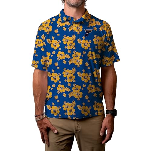 St. Louis Blues NHL Officially Licensed Short Sleeve Performance Polo Floral Large
