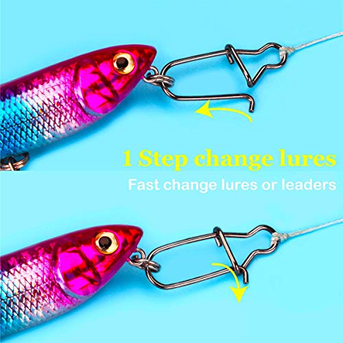 Fishing Accessories, Duo Lock Clips Terminal Tackler, High Strength Stainless Steel Fast Change Catfish Bait Bass Lures for Fish Line Leader Hooks Weights 50 Pcs (Size 4 Test 75 Pound)