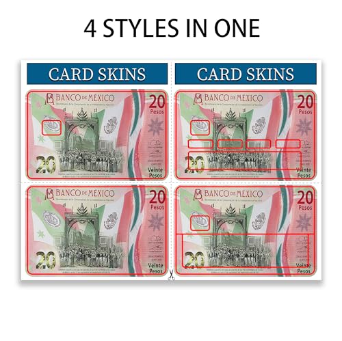 siayaharu Adesivos mexicanos para cartão de débito com imagem de 20 pesos sem bolhas, à prova d'águ