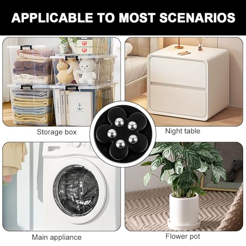 kiptyg Möbelrollen Schwerlast 150kg 8 Stück–Flache 360°Kugelrollen selbstklebend mit Bremse 5 Stahlkugeln für Möbel/Küchengeräte (Kaffeemaschine)–Mini Kleberollen, Tragfähig Flachbau