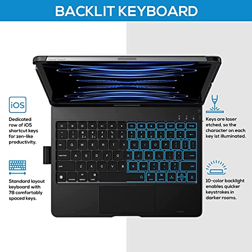 Image of typecase Touch Keyboard for iPad Air 11 (M4 /M3 /M2, 2026 /2025 /2024),Air 5th /4th & Pro 11(4th /3rd /2nd /1st) Trackpad,11-Color Backlit,360Rotatable, Pencil Holder (Not for A16 /10th /Pro 11-M5 /M4)-Black'26