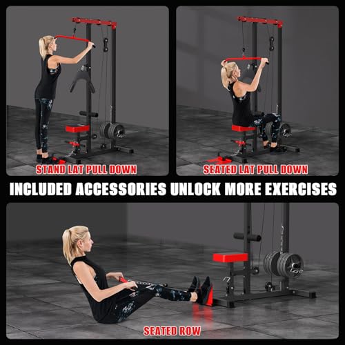Image of VANSWE LAT Pull Down Machine Low Row Cable PullDown Machine with AB Crunch Harness and Removable Flip-up Foot Plate