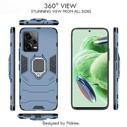 Image of Pikkme Poco X5 5G / Mi Redmi Note 12 5G Back Cover | D5 Tough Armor Bumper | 360 Protection Case | Ring Holder Stand Case for Poco X5 5G / Mi Redmi Note 12 5G (Blue)