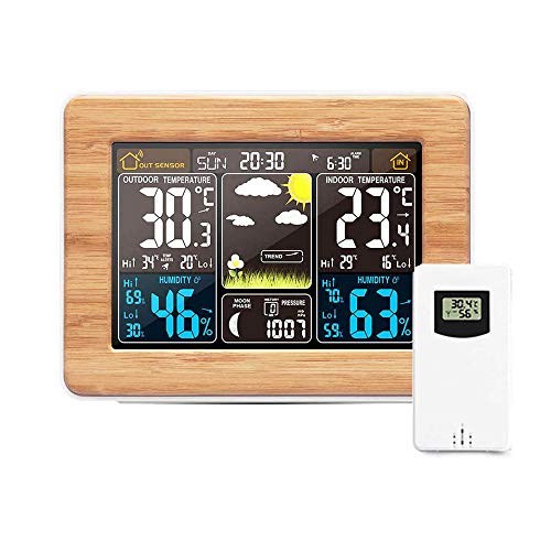 Drahtlose Wetterstation Digitale Vorhersage Innen-Außen-Thermometer Temperatur Luftfeuchtigkeits-Wecker Wetteruhr 3 Stufen