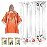 WYAN 4 Pc Poncho de Supervivencia + 4 Pc Manta termica Supervivencia, Primeros Auxilios