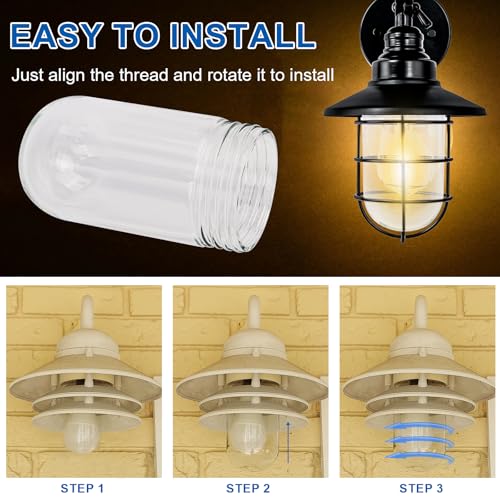 Image of Glass Globe Light Bulb Cover Replacement for L10-X007 Hood Lights Fixture | Outdoor / Kitchen / Ceiling Light Bulb Fixture Glass Light Bulbs Cover 31900 Fit for Walk in Refrigerators