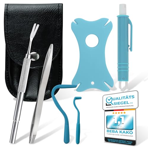 Zeckenentferner Set 6-teiliges Zeckenwerkzeug mit Pinzette Zeckenhaken Zeckenkarte & Etui Für Mensch und Tier