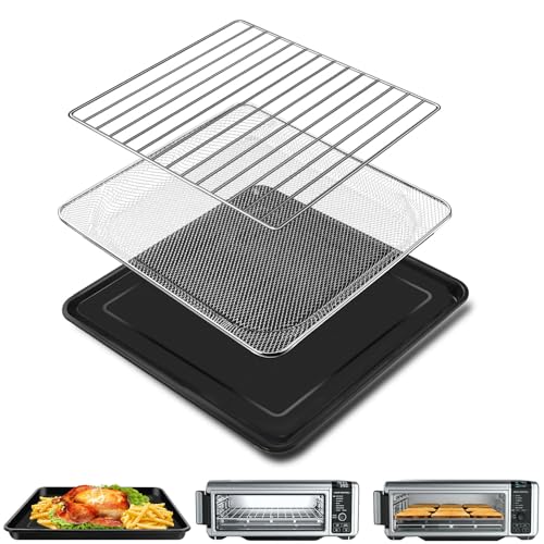 Image of Air Fryer Rack Basket Tray for Ninja Foodi 8 in 1 SP100 SP101 Digital Air Fryer Countertop Oven, 13.4''*13.4'' Stainless Steel Air Fryer Accessories Roasting Steamer Grill Racks，Dishwasher safe