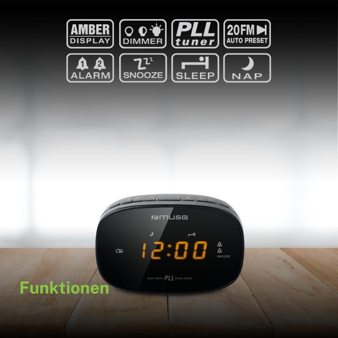 MUSE Radiobudzik M-150 CR, Czarny