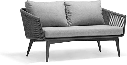 VIRASAT Outdoor Sofa Set 2 Seater - Rope Woven Weather Resistant Patio Furniture for Balcony Garden Terrace | Metal Frame ...