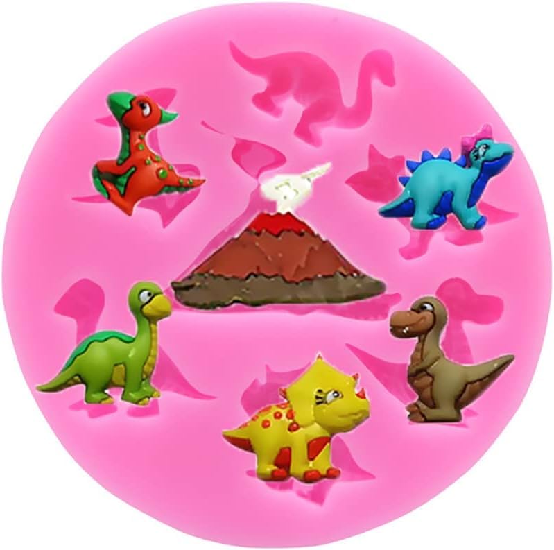 Skytail 7-Cavity Small Size Dinosaur Fondant Mould Valcano Silicone Mold for, Cake/Cupcake Decorating, Candy, Gum Paste, Polymer Clay T Rex,Triceratops, Plesiosaur, Pterosaur, Stegosaurus Included-image-18