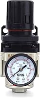 Vista 5 de SNS AR3000-N03 Regulador de presión de aire con rosca hembra 3/8 NPT 0-150 PSI ajustable, con soporte y calibre