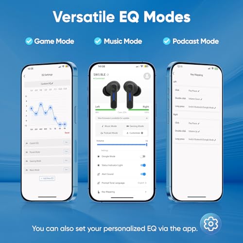 Image of Middle Rabbit SW5 2.4G Wireless Gaming Earbuds with Mic, 20ms Low Latency, Dongle & Bluetooth 5.4 Dual-Mode Headphones, 4 Built-in Microphones, Compatible with PC PS5 PS4 Desktop Computer VR