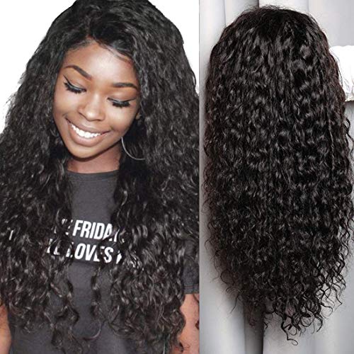 Curly Lace Front Wigs Human Hair Pre Plucked bleached knots with Baby Hair 150% Density 13x4 Water Wave Lace Front wig Brazilian Virgin Human Hair Wigs for Black Women 16 Inch