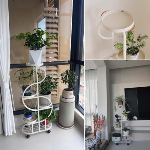 Support de plantes en métal 5 niveaux roulettes noir structure haute et robuste - 7