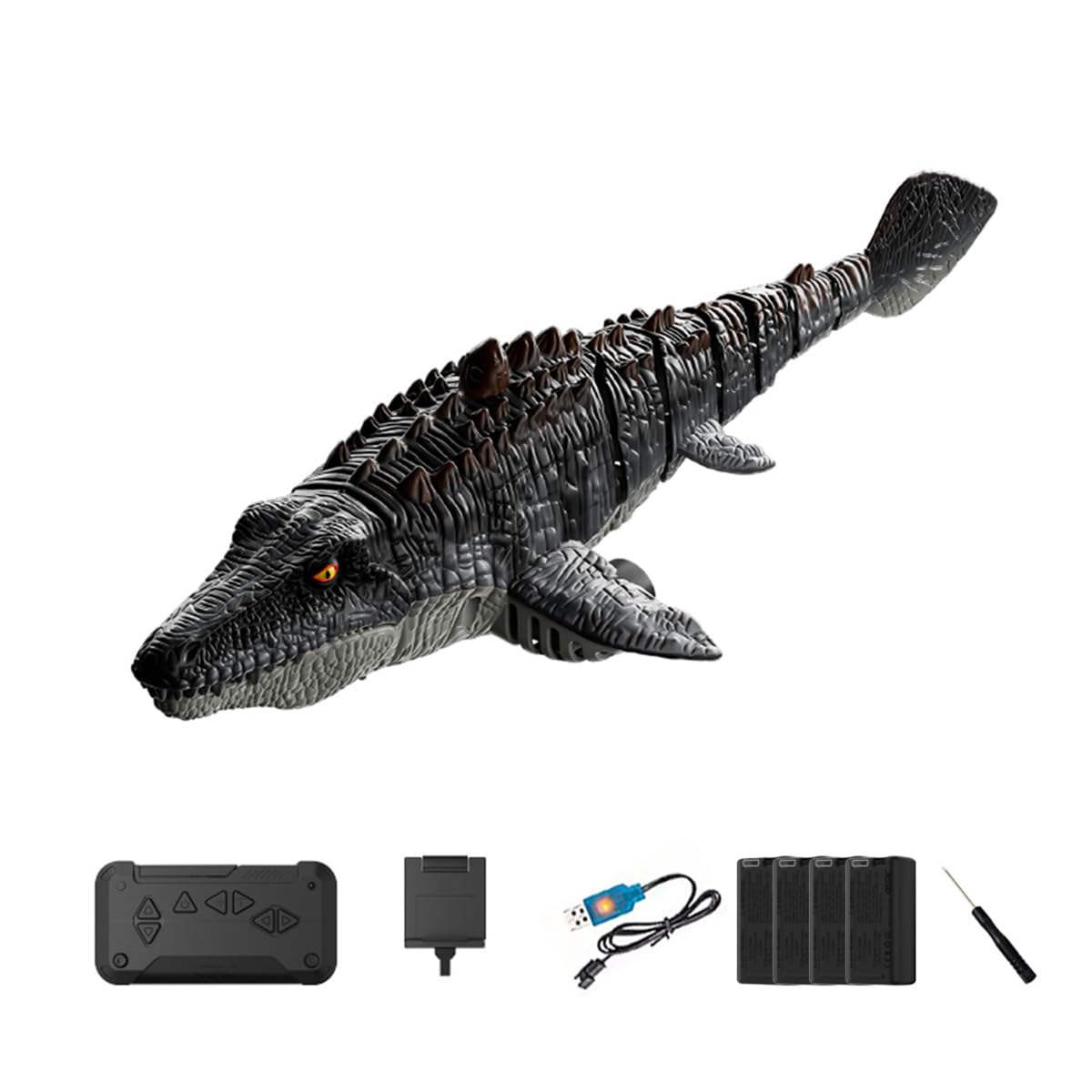 S11 Hochsimuliertes RC Mosasaurus Boot mit 8K-Kamera, 2,4GHz Wi-Fi Wasserdinosaurier-Spielzeug, Wasserdichtes Ferngesteuertes Spray-Boot mit Dual-Motor, LED-Lichtern für Erwachsene