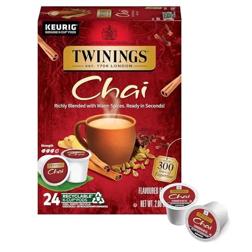 Twinings Chai Black Tea K-Cup Pods for Keurig, 24 Count (Pack of 1), Naturally Sweet and Savoury Spice Flavours, Caffeinated, Enjoy Hot or Iced
