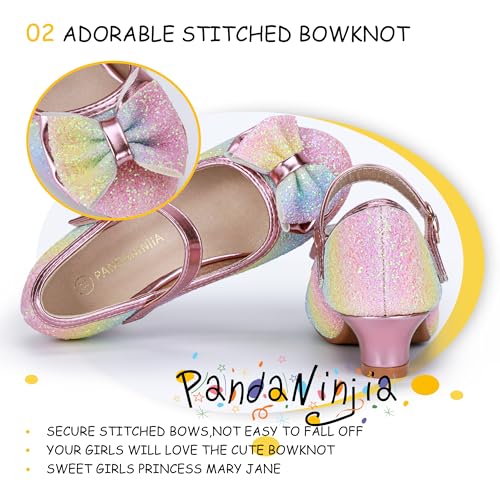 Image of PANDNAINJIA Girls Dress Shoes Toddler Heels Mary Jane Pumps