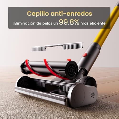 ISWEEPR X7 Aspiradora sin Cable 55Kpa/600W/80Min, Aspiradora Escoba sin Cable con Pantalla LED, Sensor de Polvo, Cepillo Verde Antienredos, Ideal para Suelos/Alfombras/Pelos de Mascotas - imagen 10