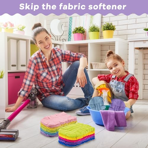 Image of Zubebe 20 Pcs Reusable Duster Refills Fleece,Vivid Color | Soft Polyester Fiber Flat Duster Refill Multi Surface Washable Cleaning Pad Tools for Home, Blinds, Car, Pet, Furniture, Fans