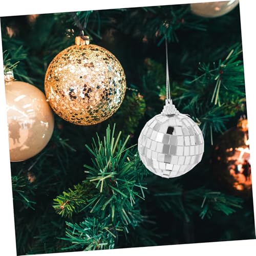 Luxshiny 6pcs Mini Mirror Disco Reflective Ornaments para árbol de Navidad, bodas, fiestas, decoraciones colgantes brillantes para festivales de música y fiestas en casa miniatura 4