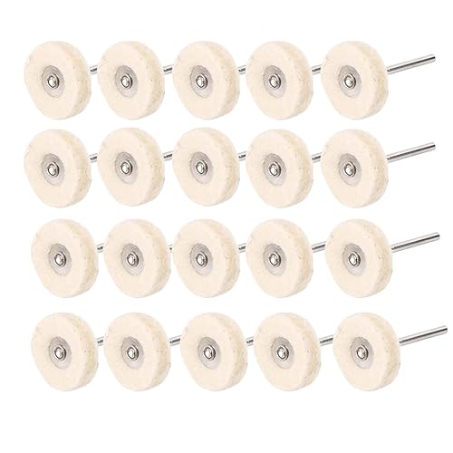 Luo ke Paquete de 20 ruedas de pulido de fieltro de lana comprimida de 0.118in, rueda de pulido de lana montada en mandril para herramienta