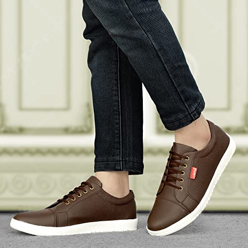 Image of LE GREEM Men's Synthetic Leather Stylish /Comfortable Lace-Ups Sneakers