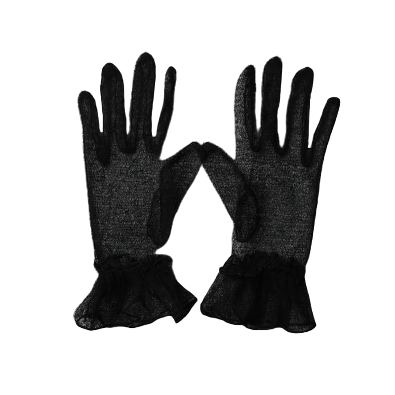 Women's Short Gloves for Wedding Full Finger Bridal Party Evening Dress Gloves Sheer Mesh