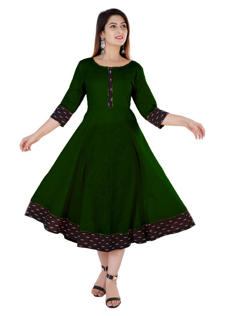 Plain and Solid Cotton Silk Umbrella Anarkali Kurta for Women-image-15