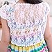 FOUTTUE Little Girls' Lace Short Sleeve Bolero Cardigan Shrug Summer Outerwear Lace Wedding Shawl for Baby Girls White, 6-8 Years